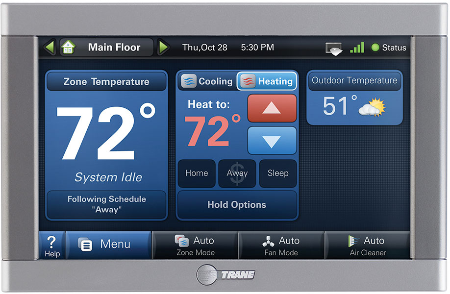 photo of digital touchscreen thermostat